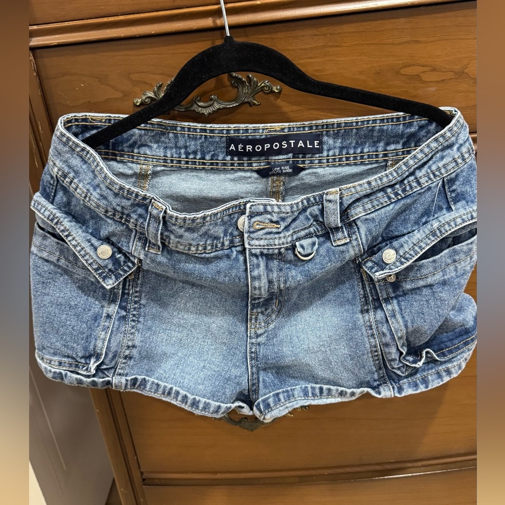 Aeropostale Blue Jean Shorts with Distressed Details